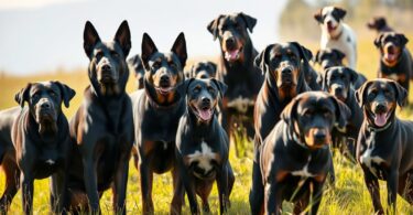 black and brown dogs