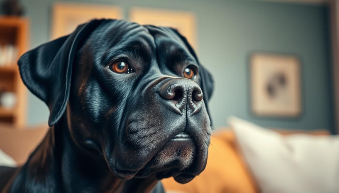 black boxer dog