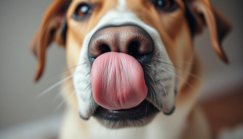 dog keeps licking lips