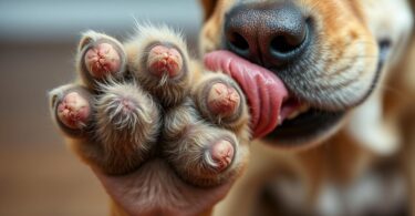 dog keeps licking paws and coughing