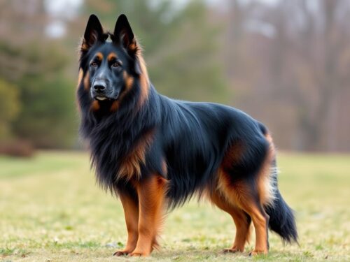 Belgian Tervuren showing its long mahogany coat and elegant stance Belgian Tervuren showing its long mahogany coat and elegant stance