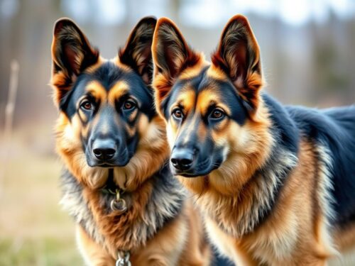 Bohemian Shepherd showing its smaller size compared to a German Shepherd but similar markings Bohemian Shepherd showing its smaller size compared to a German Shepherd but similar markings
